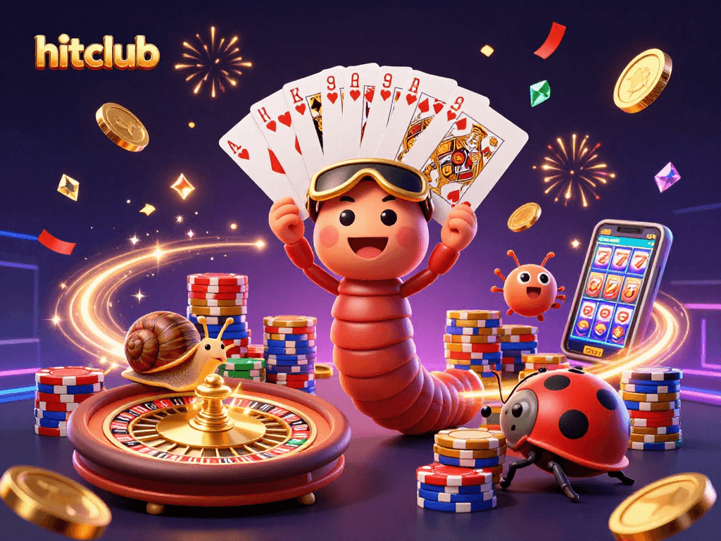 Join the excitement at hitclub with vibrant casino characters and dynamic games illustrations.