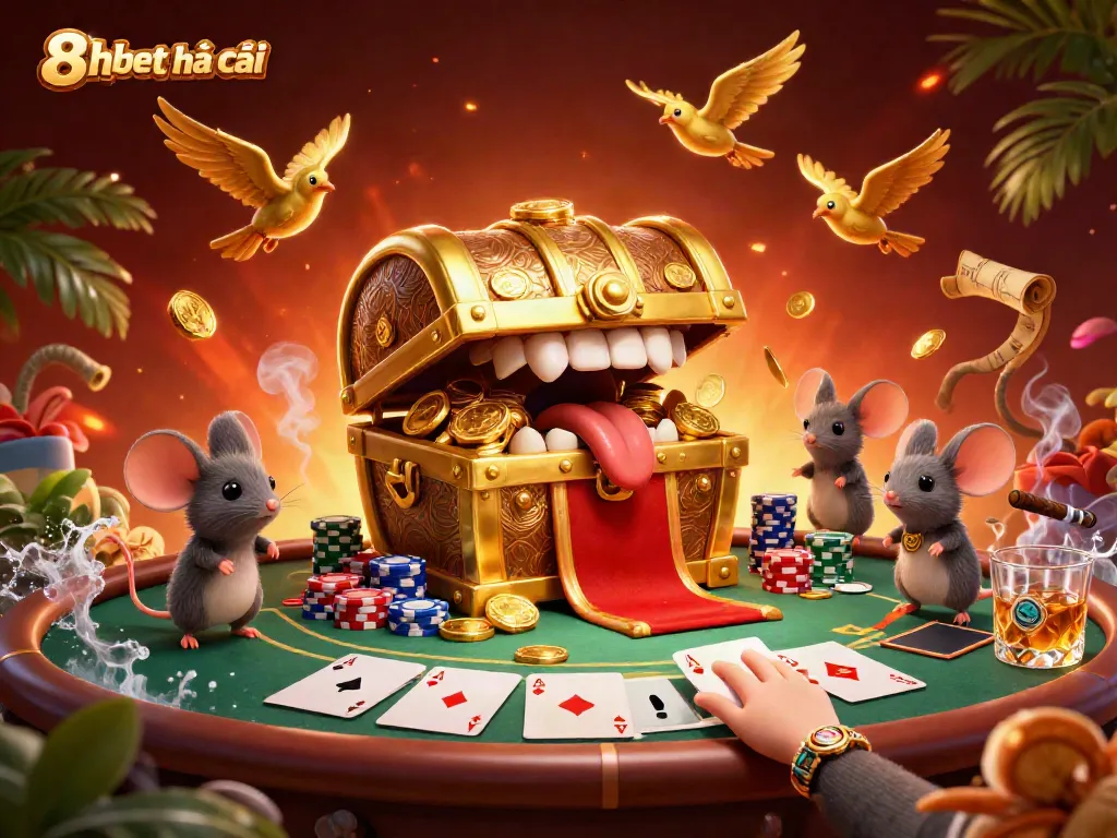 Engage with 8xbet nhà cái through vibrant casino games, treasure chests, and adventure-filled illustrations.