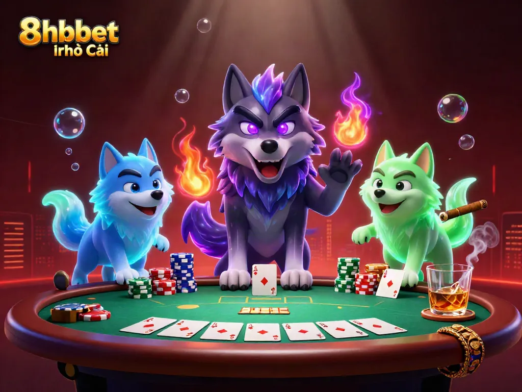 Bet big at 8xbet nhà cái with poker excitement and spectral wolves.