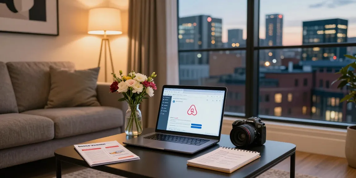 Manchester holiday-let management in a stylish city apartment with skyline view and inviting decor.
