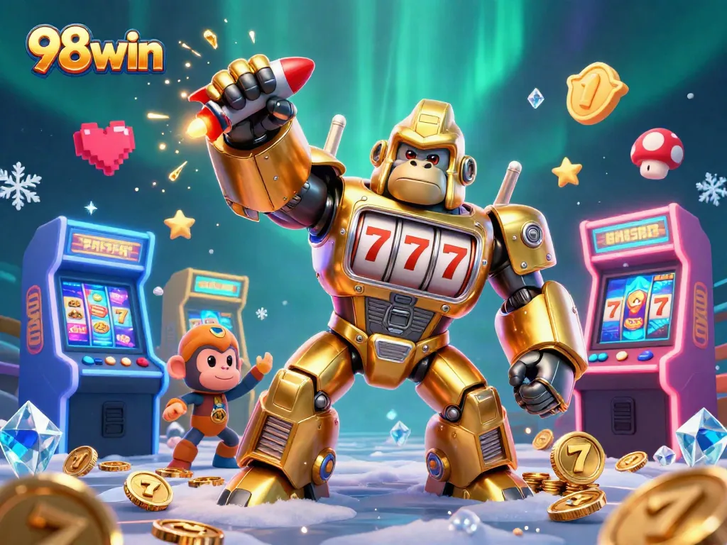 Experience exhilarating wins with 98win's dynamic casino scene featuring vibrant gaming elements.