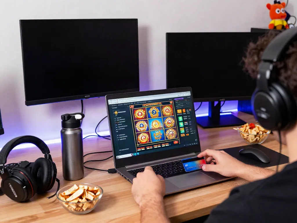 Exciting online gaming environment showcasing casinos that accept credit card deposits with vibrant graphics and a player preparing to deposit.