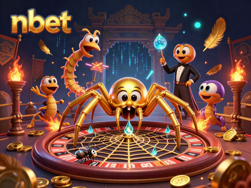 Bet on an exciting scene featuring nbet's roulette wheel web spun by a golden spider.