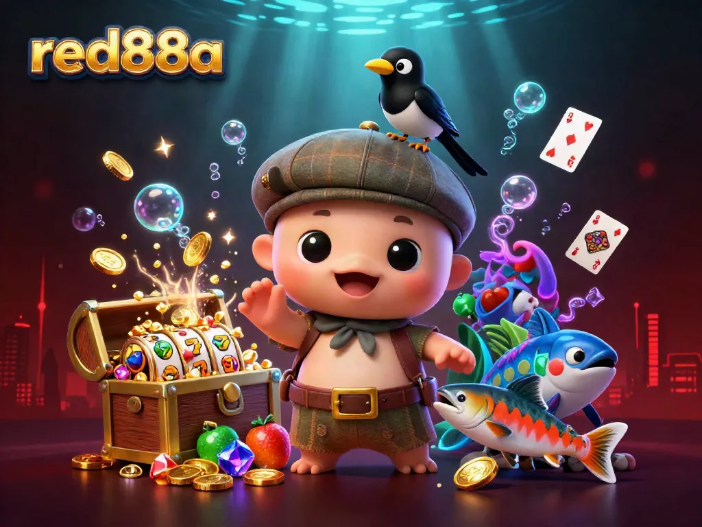 Engage in thrilling gameplay with red88a as cute baby Nessie and friends celebrate casino riches.
