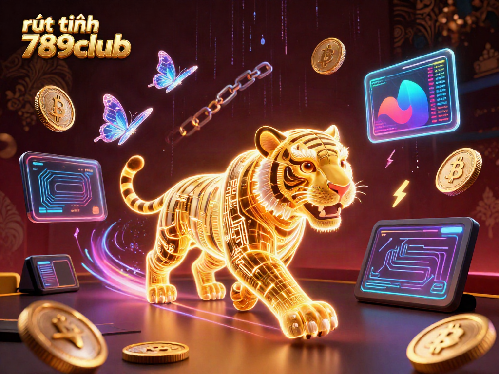 Experience the excitement of rút tiền 789club with a vivid digital casino scene and neon elements.
