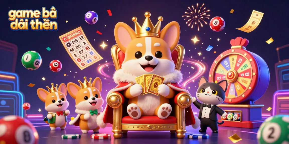 Experience the thrill of game bài đổi thưởng with a majestic royal corgi and vibrant game elements!