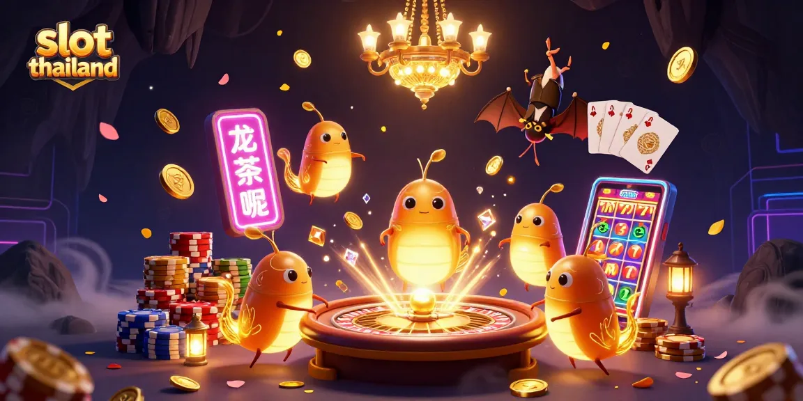 Experience the thrill of slot thailand with vibrant glowworms lighting up a casino scene.