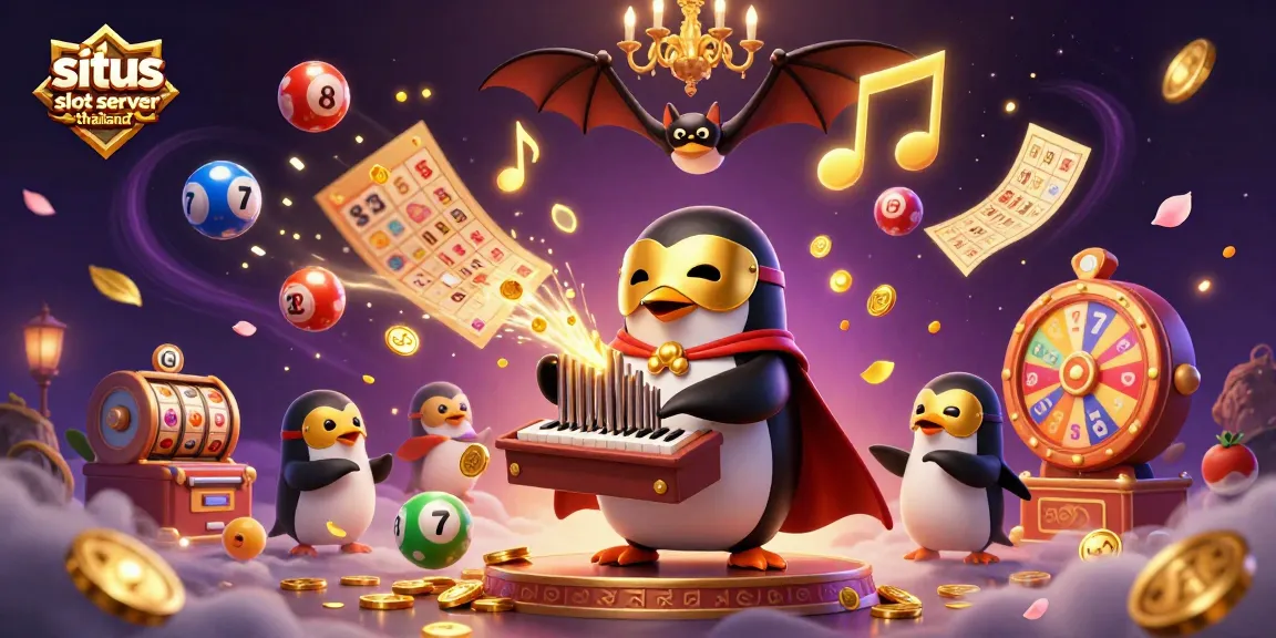 Engage with situs slot server thailand in a vibrant scene featuring a charming penguin and jubilant gameplay elements.