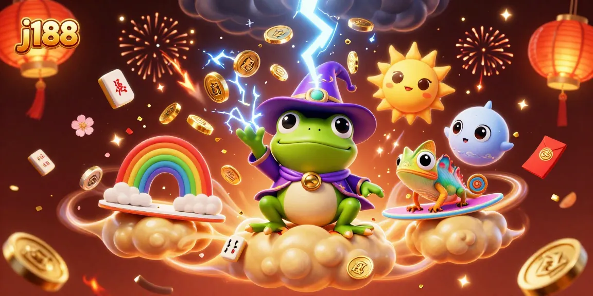 Experience the thrill of j188 as the weather wizard frog conjures golden coins amid dynamic casino elements.