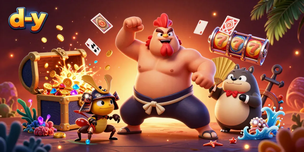 Bet on thrilling action with d-y: captivating scene featuring sumo, samurai cricket, and vibrant casino elements.