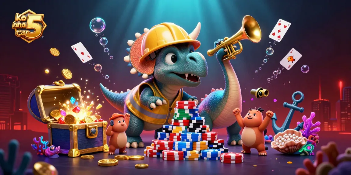 Experience thrilling action in this keo nha cai 5 illustration featuring a vibrant poker chip pyramid and celebratory characters.