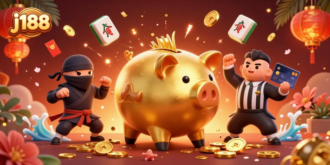 Experience thrilling gaming at j188 with cartoon characters celebrating in a vibrant casino scene.
