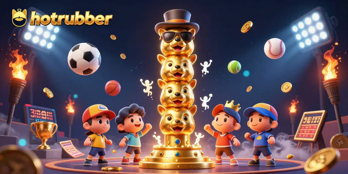 Experience hotrubber's thrilling sports betting scene with dynamic 3D animation and vibrant elements.